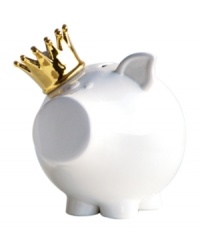A penny-pinching queen, this irresistible Oinks! piggy bank from Salt&Pepper reigns over your finances wearing a lustrous gold crown and shiny white glaze. A great gift for anyone on a budget, from a brand synonymous with fresh, contemporary home design. (Clearance) A penny-pinching queen, this irresistible Oinks! piggy bank from Salt&Pepper reigns over your finances wearing a lustrous gold crown and shiny white glaze. A great gift for anyone on a budget, from a brand synonymous with fresh, contemporary home design. (Clearance)