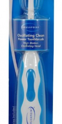 Brushpoint Oscillating Clean Battery Toothbrush, Light Blue