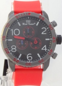 Mark Naimer Chronograph-Style XL Black Case Black Dial watch 51-30 Look With Red Silicon Rubber Band Mark Naimer Chronograph-Style XL Black Case Black Dial watch 51-30 Look With Red Silicon Rubber Band