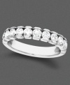 A shining ring with striking style in 14k white gold with round-cut diamonds (1/2 ct. t.w.).