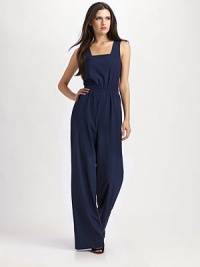 EXCLUSIVELY AT SAKS. Sporty and chic, this finespun wool one-piece features an intriguing open back.Square necklineSleevelessElastic waistband Wide legOpen backConcealed back zipInseam, about 34½98% wool/2% elastaneDry cleanMade in USA of imported fabricModel shown is 5'9 (175cm) wearing US size 4. EXCLUSIVELY AT SAKS. Sporty and chic, this finespun wool one-piece features an intriguing open back.Square necklineSleevelessElastic waistband Wide legOpen backConcealed back zipInseam, about 34½98% wool/2% elastaneDry cleanMade in USA of imported fabricModel shown is 5'9 (175cm) wearing US size 4.