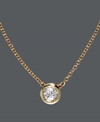 Sparkle that blends effortlessly with any look. Add subtle shine in Trio by Effy Collection's stunning pendant necklace. A bezel-set, round-cut diamond (1/5 ct. t.w.) shines in a 14k gold setting. Approximate length: 18 inches. Approximate drop: 1/4 inch. Sparkle that blends effortlessly with any look. Add subtle shine in Trio by Effy Collection's stunning pendant necklace. A bezel-set, round-cut diamond (1/5 ct. t.w.) shines in a 14k gold setting. Approximate length: 18 inches. Approximate drop: 1/4 inch.
