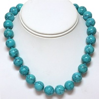 16 Round 15mm Green Turquoise Howlite Necklace With Clasp 16 Round 15mm Green Turquoise Howlite Necklace With Clasp