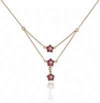 18k Yellow Gold Plated Sterling Silver 3-Row Ruby Flower Necklace 18k Yellow Gold Plated Sterling Silver 3-Row Ruby Flower Necklace