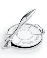 Authentic Latin flavor for your home. Create a feast for every fiesta with this easy-to-use heavy duty cast aluminum press, which says goodbye to hand rolling and hello to fresh, homemade picture-perfect tortillas by prepping dough to the perfect thickness every time. Authentic Latin flavor for your home. Create a feast for every fiesta with this easy-to-use heavy duty cast aluminum press, which says goodbye to hand rolling and hello to fresh, homemade picture-perfect tortillas by prepping dough to the perfect thickness every time.