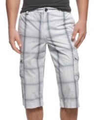 Change your normal pattern with these lengthy plaid shorts from INC International Concepts. Change your normal pattern with these lengthy plaid shorts from INC International Concepts.