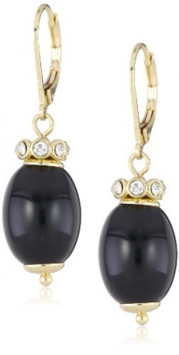 Anne Klein Alder Gold-Tone Topaz Black and Crystal Lever Back Drop Earrings Anne Klein Alder Gold-Tone Topaz Black and Crystal Lever Back Drop Earrings