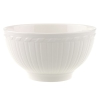 This collection of classic white, patterned dinnerware and serveware is remarkable for its ability to coordinate with a variety of table linen and flatware patterns. This collection of classic white, patterned dinnerware and serveware is remarkable for its ability to coordinate with a variety of table linen and flatware patterns.