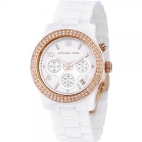 Michael Kors Women's White Ceramic Link Bracelet Quartz Chronograph Two Tone Crystal MK5269 Michael Kors Women's White Ceramic Link Bracelet Quartz Chronograph Two Tone Crystal MK5269