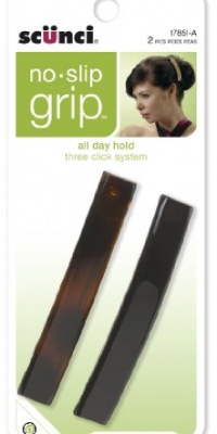 Scunci No-slip Grip Auto Clasp Barrettes, 8.5cm, 2-Count, Colors may vary