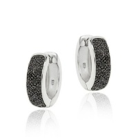 Sterling Silver Black Diamond Accent Huggies Hoop Earrings Sterling Silver Black Diamond Accent Huggies Hoop Earrings