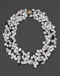 Blending silver gray pearls, white pearls and faceted hematite beads, this multi-row necklace brings luxurious textures to your look. Blending silver gray pearls, white pearls and faceted hematite beads, this multi-row necklace brings luxurious textures to your look.