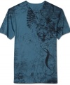 A cool graphic decorates the front and back of this soft v-neck t-shirt by Retrofit.