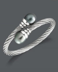 Up your elegance factor. A twisted stainless steel bangle with stunning Tahitian cultured freshwater pearl ends (10-11 mm) wraps itself delicately around your wrist. Approximate length: 8 inches. Up your elegance factor. A twisted stainless steel bangle with stunning Tahitian cultured freshwater pearl ends (10-11 mm) wraps itself delicately around your wrist. Approximate length: 8 inches.
