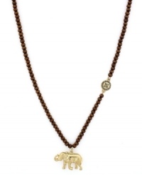 An elephant always brings good luck. BCBGeneration's Eastern-inspired pendant features a gold tone mixed metal charm and charm accents strung from a wood bead chain. Approximate length: 24 inches. Approximate drop: 1 inch. An elephant always brings good luck. BCBGeneration's Eastern-inspired pendant features a gold tone mixed metal charm and charm accents strung from a wood bead chain. Approximate length: 24 inches. Approximate drop: 1 inch.