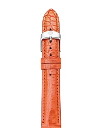 Poppy hues are big news this season, and this pink alligator leather watch strap from Michele is an easy way to take the trend to your jewelry box. Poppy hues are big news this season, and this pink alligator leather watch strap from Michele is an easy way to take the trend to your jewelry box.