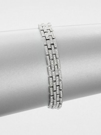 EXCLUSIVELY AT SAKS. A deco-inspired style featuring hand-set, pavé crystal links in a rail design. CrystalsRhodium-plated brassLength, about 7.25Tongue and box closureImported EXCLUSIVELY AT SAKS. A deco-inspired style featuring hand-set, pavé crystal links in a rail design. CrystalsRhodium-plated brassLength, about 7.25Tongue and box closureImported