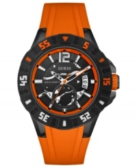 Sport some bold color this season with this masculine athletic watch from GUESS. Sport some bold color this season with this masculine athletic watch from GUESS.