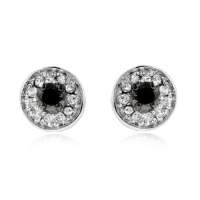 0.33ct TDW Black and White Diamond Cluster Earrings in Sterling Silver 0.33ct TDW Black and White Diamond Cluster Earrings in Sterling Silver