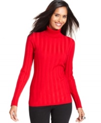 Style&co.'s turtleneck features a contoured fit and flattering ribbed details. Style&co.'s turtleneck features a contoured fit and flattering ribbed details.