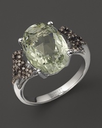 Badgley Mischka Green Amethyst Cocktail Ring With Brown Diamonds Badgley Mischka Green Amethyst Cocktail Ring With Brown Diamonds