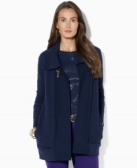 Infused with nautical inspiration, Lauren Jeans Co.'s soft French terry cardigan is crafted with an open front and single lobster-claw clasp at the neckline. (Clearance) Infused with nautical inspiration, Lauren Jeans Co.'s soft French terry cardigan is crafted with an open front and single lobster-claw clasp at the neckline. (Clearance)