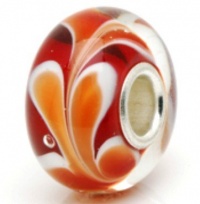 G12 Dark Red and Orange Sweet Dream Garden .925 Silver Core Murano Glass Bead Fits European Charms Pandora, Trollbeads Chamilia,silverado,biagi Bracelets G12 Dark Red and Orange Sweet Dream Garden .925 Silver Core Murano Glass Bead Fits European Charms Pandora, Trollbeads Chamilia,silverado,biagi Bracelets