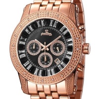 JBW Men's JB-6219-N Krypton Bronze Black Rose-Gold Tone Chronograph Diamond Watch