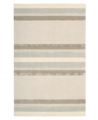 Linear designs are accented with exotic faux silk to create a timeless palette in the Sahara area rug from Calvin Klein. Crafted by skilled artisans in India, it features generously thick wool and viscose fibers woven to create remarkable strength and impeccable elegance. Linear designs are accented with exotic faux silk to create a timeless palette in the Sahara area rug from Calvin Klein. Crafted by skilled artisans in India, it features generously thick wool and viscose fibers woven to create remarkable strength and impeccable elegance.
