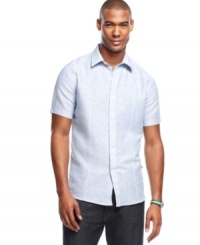 Keep it simple. Stripes step up the style on this shirt from Izod for a piece that can easily transition from work to the weekend. Keep it simple. Stripes step up the style on this shirt from Izod for a piece that can easily transition from work to the weekend.