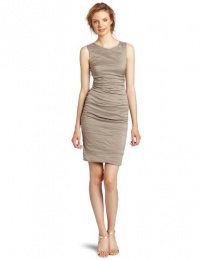 Nicole Miller Women's Tucked Sheath Dress, Putty, 4 Nicole Miller Women's Tucked Sheath Dress, Putty, 4