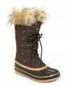 Brave the weather in the Izzie cold weather boots by Khombu. They're waterproof with an insulated faux-fur liner and furry detailing at the top of the shaft.