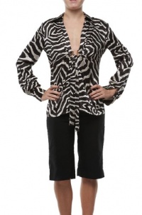 Roberto Cavalli - Animal Black White Blouse Shirt Roberto Cavalli - Animal Black White Blouse Shirt