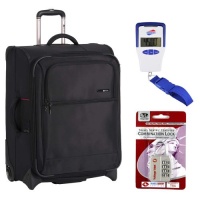 Delsey Helium Superlite Trolley Garment Bag Black + American Tourister Digital Luggage Scale 100 lbs. Capacity + Accessory Kit