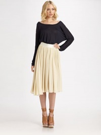 With a cinched elastic waist, this ethereal piece is as dazzling as it is comfortable.Elastic waistbandFull skirtAbout 31 from natural waist60% cotton/40% silkDry cleanImportedModel shown is 5'9½ (176cm) wearing US size 4.OUR FIT MODEL RECOMMENDS ordering true size. With a cinched elastic waist, this ethereal piece is as dazzling as it is comfortable.Elastic waistbandFull skirtAbout 31 from natural waist60% cotton/40% silkDry cleanImportedModel shown is 5'9½ (176cm) wearing US size 4.OUR FIT MODEL RECOMMENDS ordering true size.