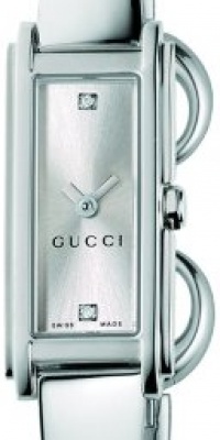 Gucci Women's YA109519 G-Line Steel Silver Dial Two Diamonds Watch