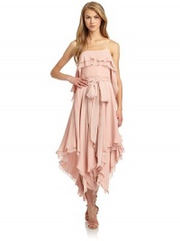 THE LOOKDraped handkerchief-inspired silhouetteStructured bodiceGentle tiered draping throughoutSide zip with hook-and-eye closureTHE FITAbout 40 from top to hemTHE MATERIALSilkSilk liningCARE & ORIGINDry cleanImportedModel shown is 5'10 (177cm) wearing US size 4. THE LOOKDraped handkerchief-inspired silhouetteStructured bodiceGentle tiered draping throughoutSide zip with hook-and-eye closureTHE FITAbout 40 from top to hemTHE MATERIALSilkSilk liningCARE & ORIGINDry cleanImportedModel shown is 5'10 (177cm) wearing US size 4.