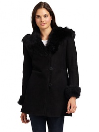 THE LOOKFur collarButton-frontFur-trimmed cuffsDual welt pocketsTHE FITAbout 29 from shoulder to hemTHE MATERIALDyed shearingGenuine sheepskinToscana lamb furCARE & ORIGINDry clean by fur specialistFur origin: SpainMade in USAModel shown is 5'9½ (176cm) wearing US size Small. THE LOOKFur collarButton-frontFur-trimmed cuffsDual welt pocketsTHE FITAbout 29 from shoulder to hemTHE MATERIALDyed shearingGenuine sheepskinToscana lamb furCARE & ORIGINDry clean by fur specialistFur origin: SpainMade in USAModel shown is 5'9½ (176cm) wearing US size Small.