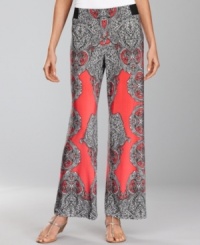 You'll never feel blue when you wear pants with this much personality! INC's petite wide-leg printed jersey trousers make a fun fashion statement. You'll never feel blue when you wear pants with this much personality! INC's petite wide-leg printed jersey trousers make a fun fashion statement.