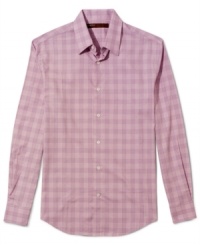 Preppy plaid makes this versatile shirt from Perry Ellis your go to for all your summer events.