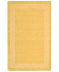 In sunny yellow, this bright rug adds some cheer to every space. A distinctive center grid gives the rug a delightful texture while coordinating well with both traditional and modern interiors. Hand-tufted of wool for premium softness and durability. In sunny yellow, this bright rug adds some cheer to every space. A distinctive center grid gives the rug a delightful texture while coordinating well with both traditional and modern interiors. Hand-tufted of wool for premium softness and durability.