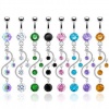 SBJ-0002 Stainless Steel Navel Ring Vine Dangle With CZ; Comes With Free Gift Box