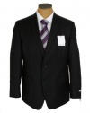 Calvin Klein Mens Black Pinstripe Slim Fit Wool Cashmere Suit