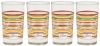 Fiesta Multi-Color Stripe Glassware, 7-Ounce Juice Glass, Scarlet Collection, Set of 4