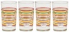 Fiesta Multi-Color Stripe Glassware, 7-Ounce Juice Glass, Scarlet Collection, Set of 4