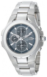 Seiko Men's SNAD51 Coutura Alarm Chronograph Silver-Tone Light Blue Dial Watch