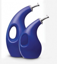Rachael Ray Stoneware 2-Piece EVOO Oil and Vinegar Bottle Set, Blue Rachael Ray Stoneware 2-Piece EVOO Oil and Vinegar Bottle Set, Blue