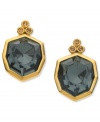 Stylish stones stand out in this set of stud earrings from T Tahari. Crafted from 14k gold-plated, nickel-free base metal, the earrings feature a black glass stone and light Colorado accents. Approximate diameter: 5/8 inch.