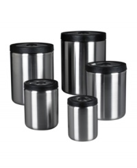 Meals that pop are made with ingredients kept fresh! Store more in a stackable set of stainless steel canisters with airtight seals that lock in flavor and life. The innovative design of each canister opens with a press of the center button and closes with a simple squeeze on the sides-kitchen convenience is in your hands! Meals that pop are made with ingredients kept fresh! Store more in a stackable set of stainless steel canisters with airtight seals that lock in flavor and life. The innovative design of each canister opens with a press of the center button and closes with a simple squeeze on the sides-kitchen convenience is in your hands!