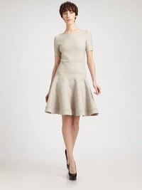 This softly knit wool style features a flirty, flared hemline and bands of textural trim.Jewel necklineShort sleevesFlared hemlineAbout 25 from natural waist67% wool/23% elite/8% nylon/2% polyesterDry cleanMade in ItalyModel shown is 5'10 (177cm) wearing US size Small. This softly knit wool style features a flirty, flared hemline and bands of textural trim.Jewel necklineShort sleevesFlared hemlineAbout 25 from natural waist67% wool/23% elite/8% nylon/2% polyesterDry cleanMade in ItalyModel shown is 5'10 (177cm) wearing US size Small.